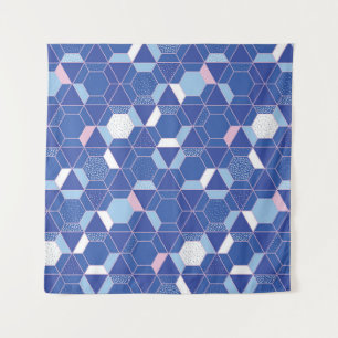 Tenture Hexagons, triangles : motif abstrait géométrique.