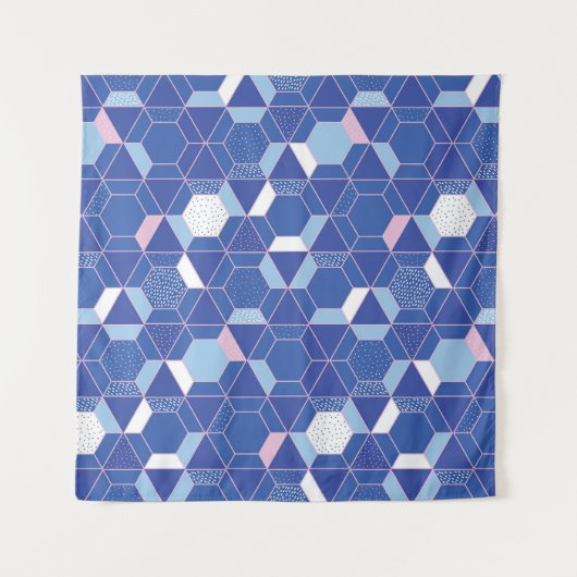 Tenture Hexagons, triangles : motif abstrait géométrique. (Devant)