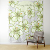 Tenture Hibiscus & dentelle BLANC (En situation)