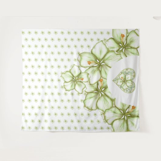 Tenture Hibiscus & dentelle BLANC (Devant (Horizontal))