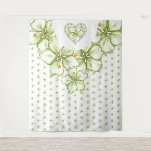 Tenture Hibiscus & dentelle BLANC (Devant)