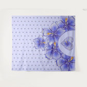 Tenture Hibiscus & dentelle BLEU (Devant (Horizontal))