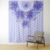 Tenture Hibiscus & dentelle BLEU (En situation)