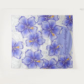 Tenture Hibiscus & dentelle BLEU (Devant (Horizontal))