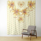 Tenture Hibiscus & dentelle JAUNE (En situation)