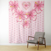 Tenture Hibiscus & dentelle PINK (En situation)