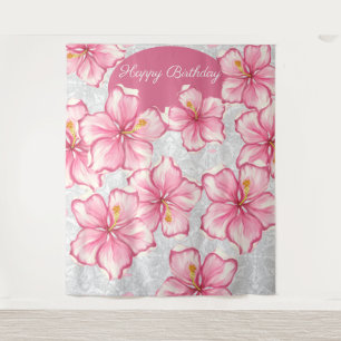 Tenture Hibiscus & dentelle PINK