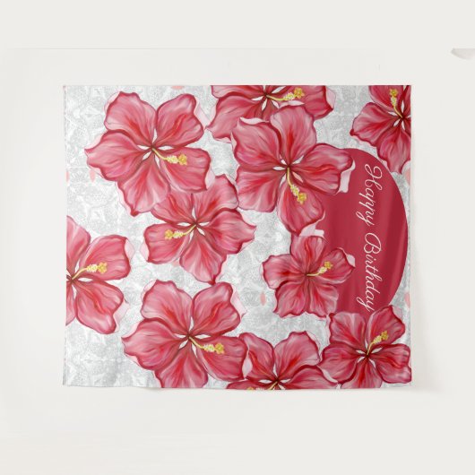 Tenture Hibiscus & dentelle RED (Devant (Horizontal))