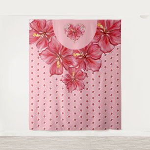 Tenture Hibiscus & dentelle RED