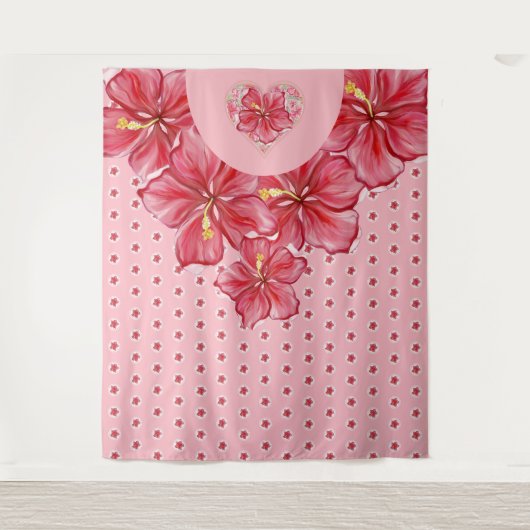 Tenture Hibiscus & dentelle RED (Devant)