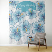 Tenture Hibiscus & dentelle TURQUOISE (En situation)