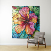 Tenture hibiscus en verre tendu (En situation)