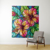 Tenture hibiscus en verre tendu (En situation)