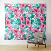 Tenture Hibiscus et palmiers feuilles (En situation (horizontale))