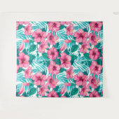 Tenture Hibiscus et palmiers feuilles (Devant (Horizontal))