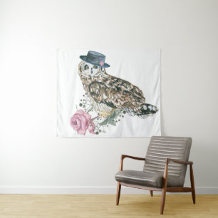 Tenture Hibou d'aquarelle