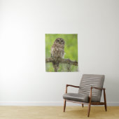 Tenture Hibou rayé sur branche d'arbre (En situation)