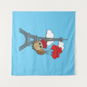 Tenture Hibou volant avec des ballons de coeur à Paris (Devant (Horizontal))