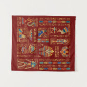 Tenture Hiéroglyphes et divinités égyptiens en rouge (Devant (Horizontal))