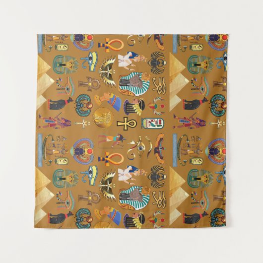 Tenture Hiéroglyphique égyptien ancien -Hiéroglyphie Motif (Devant (Horizontal))