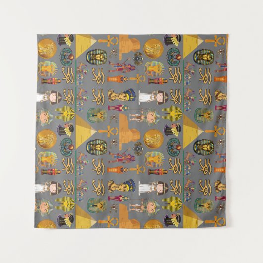 Tenture Hiéroglyphique égyptien ancien -Pharaon Motif (Devant (Horizontal))