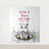 Tenture Hippo River Adventure Girl Baby shower fond (Devant)