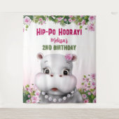 Tenture Hippo Rose Floral Girl Anniversaire fond (Devant)