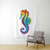 Tenture Hippocampe polygonal arc-en-ciel (En situation)