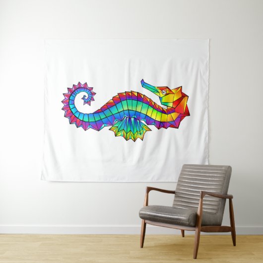 Tenture Hippocampe polygonal arc-en-ciel (En situation (horizontale))
