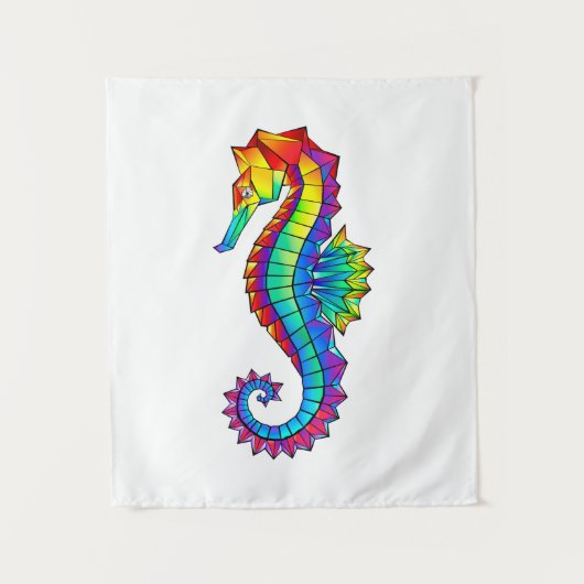 Tenture Hippocampe polygonal arc-en-ciel (Devant)
