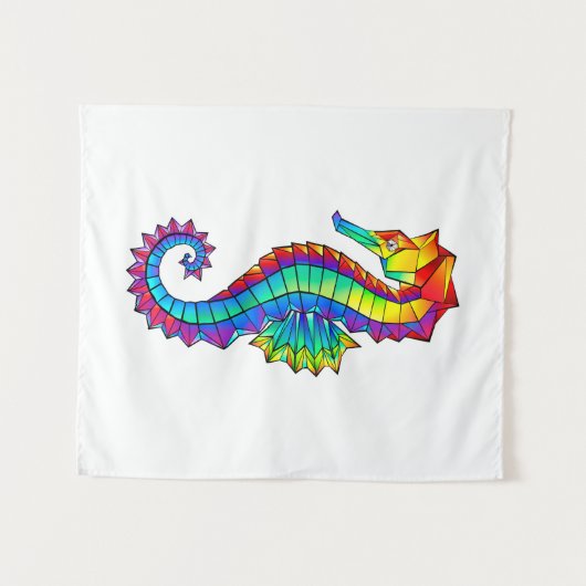 Tenture Hippocampe polygonal arc-en-ciel (Devant (Horizontal))
