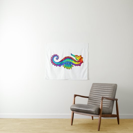 Tenture Hippocampe polygonal arc-en-ciel (En situation (horizontale))