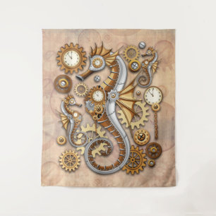 Tenture Hippocampe Steampunk Art Suréaliste Vintage