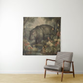 Tenture Hippopotame Botanique Vintage (En situation)
