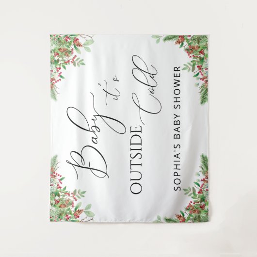 Tenture Hiver à feuillage persistant bébé il fait froid de (Devant)