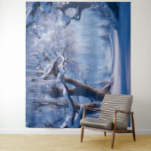 Tenture Hiver Forêt des neiges Arbre de mur Tapis fond (En situation)