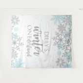 Tenture Hiver Onederland Blue and Silver Snowflake (Devant (Horizontal))