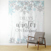 Tenture Hiver Onederland Blue and Silver Snowflake (En situation)