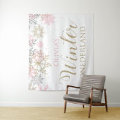 Tenture Hiver Onederland Fille Rose Premier Anniversaire (En situation)