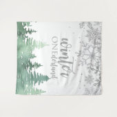 Tenture Hiver Onederland Flocons de neige et arbres argent (Devant (Horizontal))