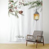 Tenture Hiver Pins Rustiques Lanterne Mariage Photo (En situation)
