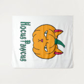 Tenture Hocus pawcus citrouille d'Halloween chat roux magi (Devant (Horizontal))