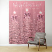 Tenture Holiday Backdrop Blush Pink Christmas Trees Bows (En situation)