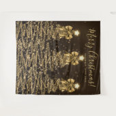 Tenture Holiday Backdrop Gold Christmas Trees w/ Bows (Devant (Horizontal))