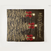 Tenture Holiday Backdrop Gold Christmas Trees w/ Red Bows (Devant (Horizontal))