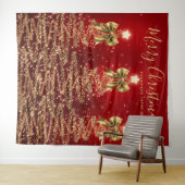 Tenture Holiday Backdrop Gold Red Christmas Trees w/ Bows (En situation (horizontale))