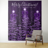Tenture Holiday Backdrop Purple Christmas Trees Bows (En situation)