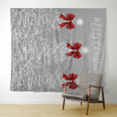 Tenture Holiday Backdrop Silver Christmas Trees Red Bows (En situation (horizontale))