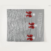 Tenture Holiday Backdrop Silver Christmas Trees Red Bows (Devant (Horizontal))