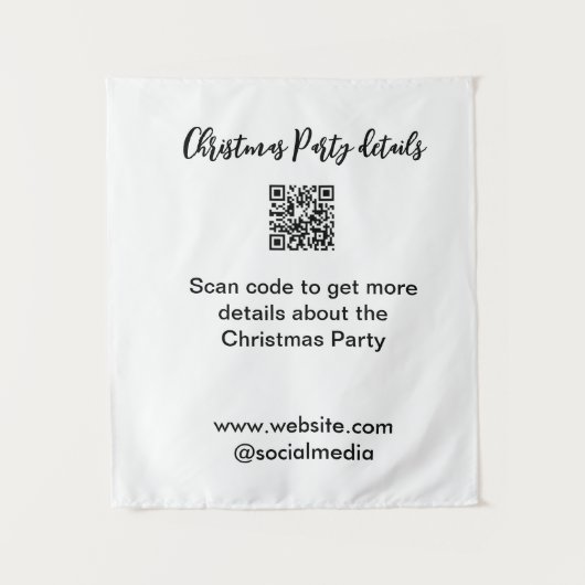 Tenture Holiday party Scan QR code details website social (Devant)